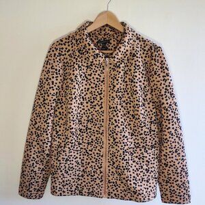 Isaac Mizrahi Animal Print Casual Jacket Full Zip Safari Chic Size Large